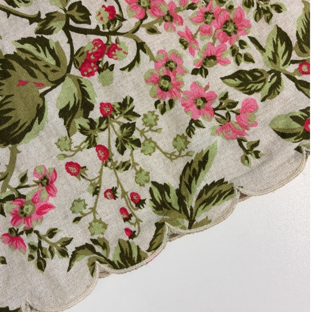 Laura Ashley Linen Blend Floral Shift Dress Scalloped Hem Pink Green M - Picture 8 of 13